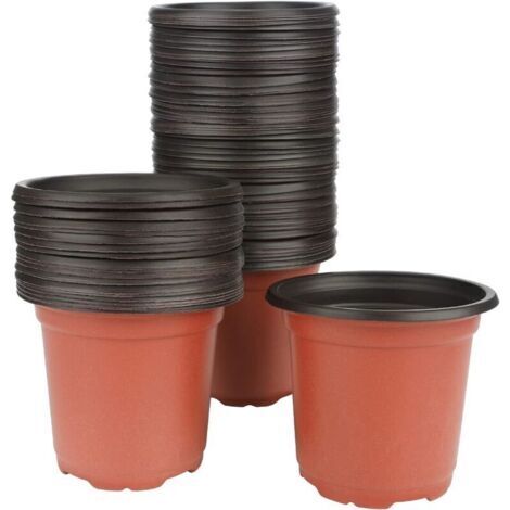 Lot de 100 pots de 10 cm en plastique, ronds, pour la culture et le semis.