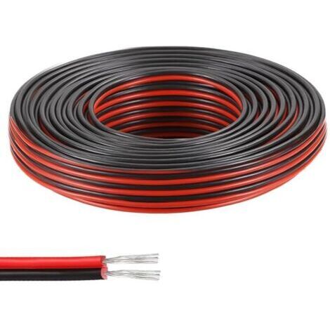 22AWG Fil électrique, 30M 2 fils 0,3mm² 2 Toronné Cuivre Étamé Rouge Et Noir Cable Electrique Souple Rallonge Câble Cordon 12V pour Bande LED Câble électrique (1/5)