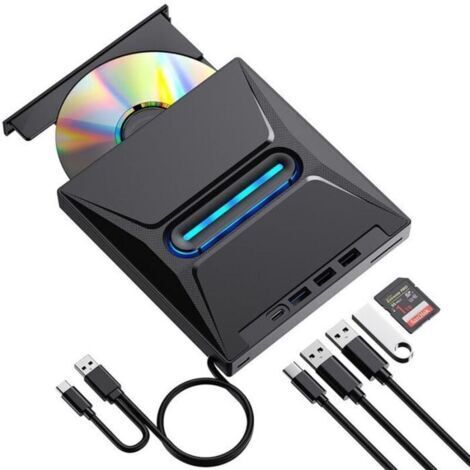 Lecteur CD DVD Externe - - Graveur DVD - USB 3.0 - USB-C - Compatible Mac et Windows