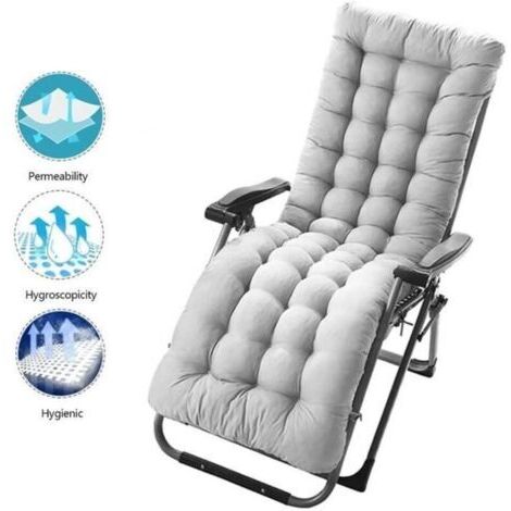 Coussin de Chaise Longue Bain de Soleil, Coussin transat Jardin Exterieur antidérapante, Coussin épais pour Fauteuil Relax Lounge (1/4)