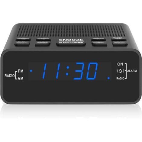 Radio-réveil numérique AM/FM avec écran LED, minuteur de sommeil, variateur, batterie de secours pour chambre à coucher, lit, bureau (251blue)