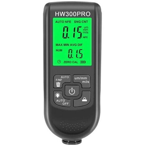 Jauge d'épaisseur de revêtement numérique portable, fonction d'arrêt automatique, plage de 0 à 2000 UM, outil de mesure de revêtement pour laboratoire de voiture (noir)