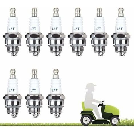 Lot de 10 Bougie D\'allumage L7T Bougie Tronconneuse Débroussailleuse Tondeuse pour Moteur à Deux Temps Taille Haie Débroussailleuse