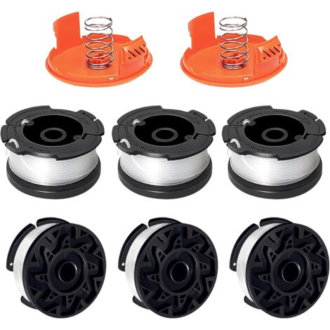 Bobine Fil Coupe Bordure Compatible avec Black+Decker A6481 A6485 AF-100 AF-100-3ZP,Convient pour ST5530-GB GLC3630L20-GB STC1820PC-GB BESTA530-GB BESTA525-GB(6 Bobine+2 Couvercle+2 Ressort)
