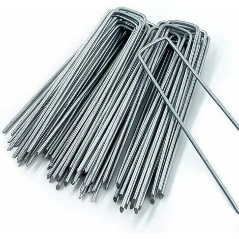 Piquet de Fixation pour Toile de Paillage,50 Piquets de Jardin en Forme de U,pour Bache Anti Herbes,Sardines Camping,Clture de Jardin,150 MM de Long,25 MM de Large,3 MM de Diamètre (1/5)
