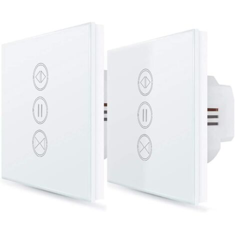 ２x Interrupteur Volet Roulant Connecté, Ouverture Réglable, Commutateur Rideau Stores WiFi, Compatible avec Alexa Google Home pour Commande Vocale, Minuterie Intelligent Moteur Mural
