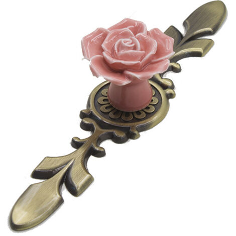 Lntyq Lot de 2 poignées d'armoire en céramique vintage, poignée de meuble, bouton d'armoire, bouton en bronze, bouton vintage, poignée rose, pour tiroir, porte d'armoire, placard, garde-robe pour enfa (1/5)