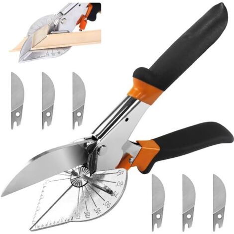 Ciseaux à onglets multifonction – Angle de coupe 45° à 135° – Acier SK5 – 6 lames interchangeables – Pour bois tendre, plastique et PVC (1/5)