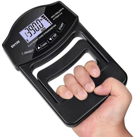 Dynamomètre numérique à main 180 kg – Précision 0,1 kg – Grand écran LED – Alimentation USB – Pour tests cliniques et entraînement sportif