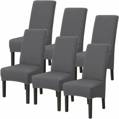 Lot de 6 housses de chaise universelles en microfibre extensible lavables (1/5)