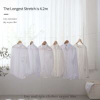 MUALROUS Corde à Linge Extensible Rétractable 4,2m – Corde à Linge Murale Pour Balcon Intérieur Cuisine Salle De Bain
