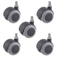 Lot de 5 Roulettes pivotantes JUMELÉE pour FAUTEUIL CAOUTCHOUC GRIS diamètre 50 mm à tige filetée M10x15 mm