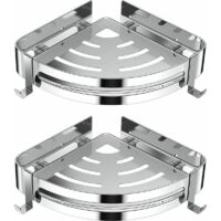 Bernkot Étagère d'angle de douche en acier inoxydable 304 sans perçage pour salle de bain - Support de shampooing - Trou carré trapézoïdal - 305 x 155 mm