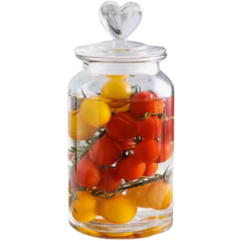 Bocal en verre avec couvercle ambré pour une conservation hermétique des fruits secs, des grains de café, des écorces d'orange et des feuilles de thé. (1/5)