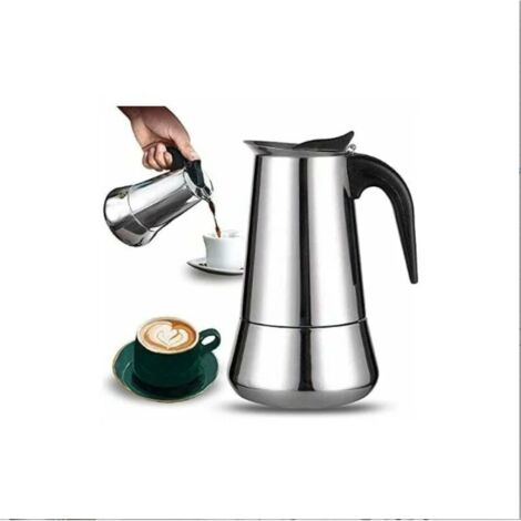 Cafetière italienne 12 tasses en acier inoxydable compatible tous feux 12 tasses (1/5)