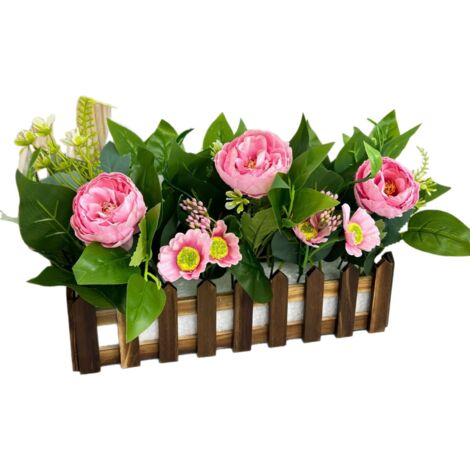 1 ensemble de fleurs artificielles en vase, fleurs artificielles avec clôture, fleurs artificielles (1/2)