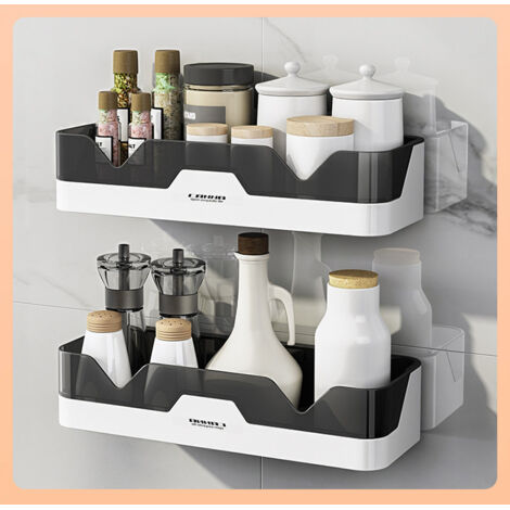 Ensemble de deux étagères de douche, étagère de douche sans perçage, panier de rangement mural pour douche, convient pour la salle de bain/cuisine (1/3)