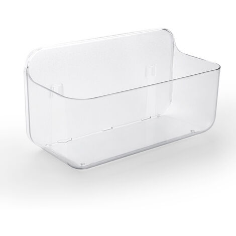 Lot de 2 Étagère Salle de Bain, Étagère Douche Sans Perçage en Plastique, Porte Shampoing Gel Douche, Paniers Rangement Mural pour Salle de Bain Cuisine, Blanc-Petit Panier (1/4)