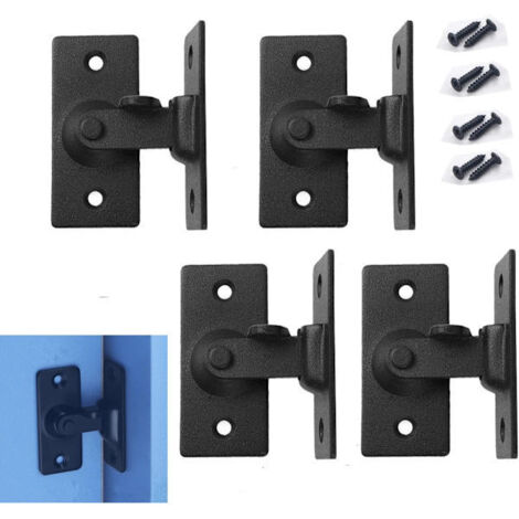 Ensemble de quatre pièces - Serrures de porte en acier inoxydable - Serrures de porte à pêne dormant - Serrures de porte coulissantes à 90 degrés (noires) (1/5)