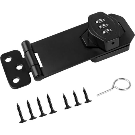 Verrou à combinaison, verrou à combinaison numérique, serrure de porte à combinaison renforcée, serrure de porte à code avec fixation sécurisée inviolable. (1/5)