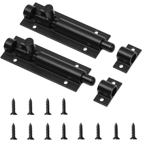 2 jeux de verrous de porte, verrous de sécurité, verrous de porte coulissants de 4 pouces, verrous de sécurité avec vis, verrous de porte robustes pour portes intérieures de hangars. .. (1/5)