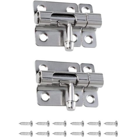 2 jeux de verrous de porte coulissante en acier inoxydable, petits verrous de porte de jardin, utilisés pour fixer les portes intérieures des chambres et des salles de bains (1/5)