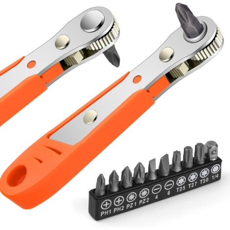 Mini clé à cliquet — Un tournevis cruciforme magnétique à angle droit pour les espaces restreints comprend une interface d’entraînement de 1/4 pouce, un couple élevé, une conception décalée et une fo (1/5)