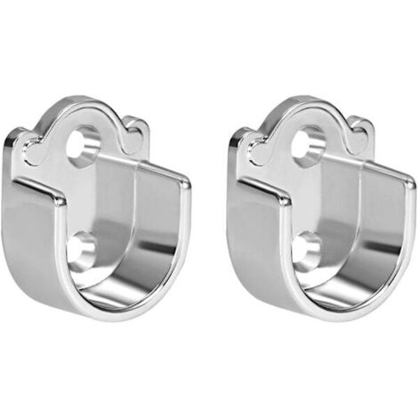 Lot de 2 supports de tringle de penderie en alliage de zinc — Supports d'extrémité pour tringle à rideau de douche (fixations à bride) — Adaptés aux tringles de 25 mm de diamètre.