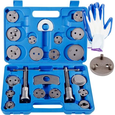 Kit de 22 outils pour le rembobinage des pistons d'étriers de freins à disque avant et arrière — Comprend une paire de gants (1/5)