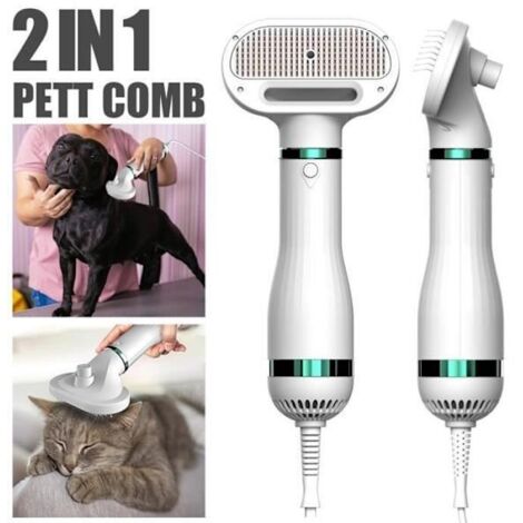 Kit universel de séchage et de soin des cheveux pour chats et chiens + peigne/brosse coulissant. Convient aux chatons. 2 en 1.