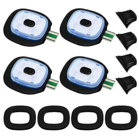 Lot de 4 lampes LED rechargeables USB pour bonnets tricotés, avec modes d'éclairage élevé, moyen et faible lampes LED pour souris lampes LED USB. (1/5)