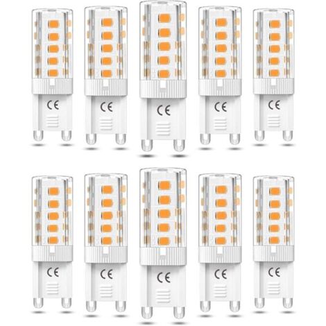 10 ampoules LED G9, dimmables, 3 W, lumière blanc chaud, 3 000 K. Équivalent à une ampoule halogène de 50 W. 110/220 V CA. [Classe énergétique F][GKS] (1/4)
