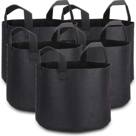 Sacs pour plantes d'intérieur, 23 litres, avec étiquettes pour plantes, lot de 5, tissu épais. (1/5)
