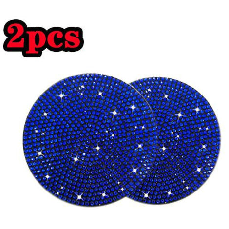 Tapis de sol auto à motif losanges, porte-gobelets, tapis antidérapants, coussinets en silicone, tapis pour porte-gobelets, petits outils, accessoires auto brillants et imperméables 2 bleus (1/5)