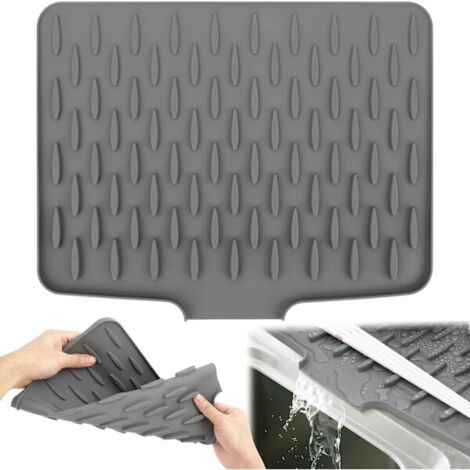 Tapis d'égouttage en silicone, tapis d'évier en silicone, tapis d'évier antidérapant, tapis anti-déversement, égouttoir pliable résistant à la chaleur, adapté à la cuisine. (1/5)