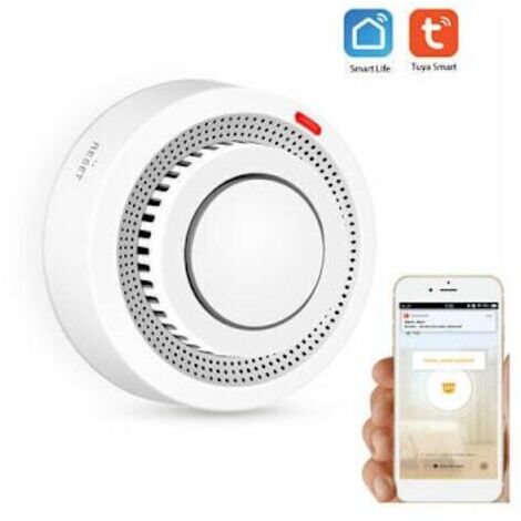 Détecteur de fumée WiFi, alarme à capteur intelligent, alarme incendie, système de sécurité sans fil intelligent, application anti-graffiti, contrôle intelligent pour cuisines/magasins/hôtels/usines. (1/5)