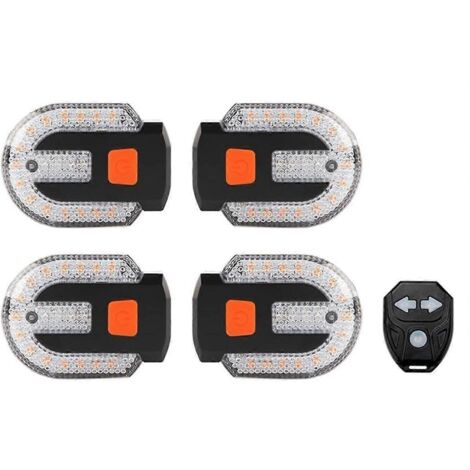 Lot de 4 clignotants vélo avec alarme – Télécommande 3 modes – Feu arrière LED étanche – Installation sécurisée sur tous types de vélos – Andiamo