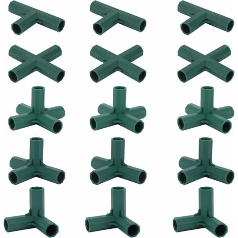 Lot de 15 connecteurs de cadre de serre – 4 types d'angle pour tubes de 16 mm – Fixation stable pour structures de jardinage (1/5)