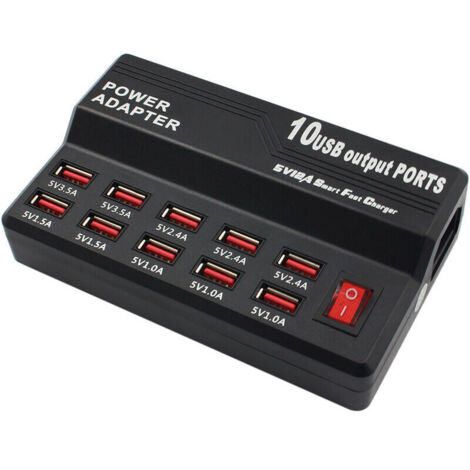 Charge rapide intelligente à dix ports USB multi-ports (noir) (1/5)