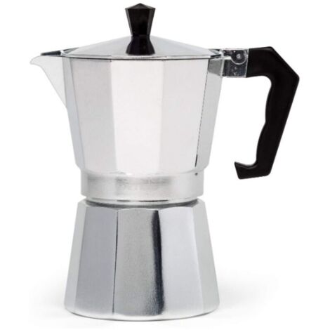 Cafetière et espresso sur la cuisinière. pot à moka pour les cafés italiens et cubains classiques. café. six tasses (1/4)