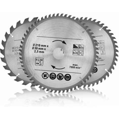 Panneaux de particules - Lame de scie circulaire - 210 mm x 30 mm - 24/48/60 dents - Pour bois. stratifié. MDF. aluminium. plastique. parquet. plinthes et cuivre - Pour scie avec scie à onglet et (1/5)