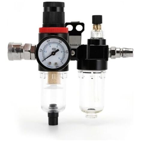 Régulateur de filtre à air comprimé 1/4 pouce. piège à humidité. séparateur d'huile et d'eau. réducteur de pression. compresseur de gaz pneumatique. connecteur de manomètre