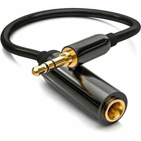 Cable Adaptateur Jack Stéréo 3.5 mm vers Jack 6.35 mm Femelle Connecteur Plaqué Or Boîtier Aluminium pour Casques. Ordinateurs Portables. Guitares. Pianos 30 cm (1/5)
