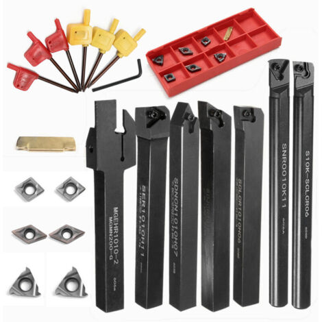 Outils de coupe. 10 mm. Queue en 7 parties. Porte-outil rotatif. Barre d'alésage avec insert carbure en 7 parties et clé. (1/5)