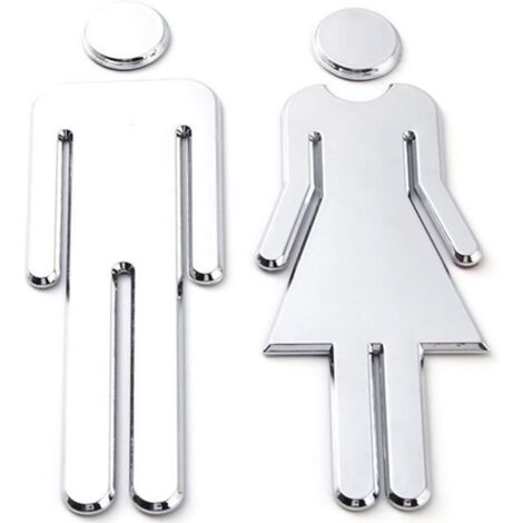 Autocollants pour toilettes. 12 x 4 cm. Signalétique toilettes hommes et femmes. Facile à appliquer. (1/5)