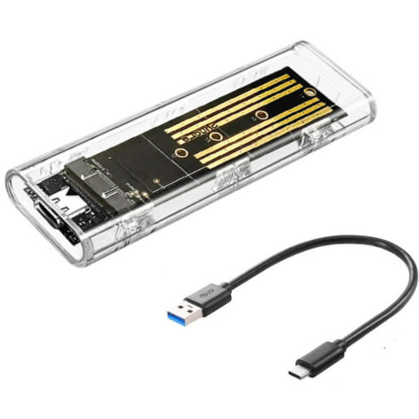 Boîtier SSD M.2 transparent, disque dur externe SSD NVMe portable pour ordinateur portable, protocole unique NGFF. (1/2)