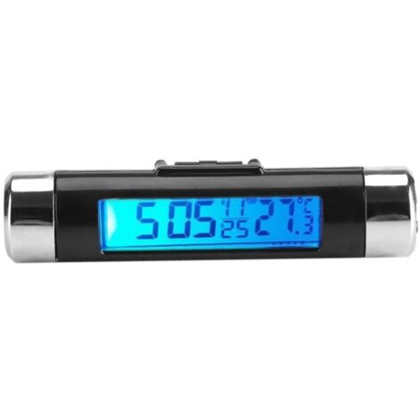 Digitales Clip-on-Auto-Uhr-Thermometer Temperaturmessgerät Kfz-Anzeige Mini-Uhr-Monitor mit LCD-Display-Hintergrundbeleuchtung für Pkw (blaue Hintergrundbeleuchtung) (1/5)