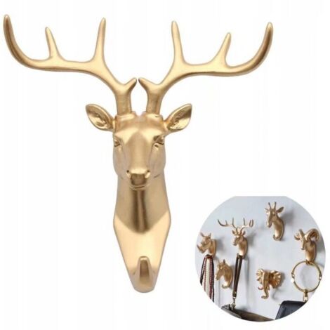 Garderobenständer und Kleiderbügel Handtuchhalter Wandhaken Schlüssel Tiergarderobe Goldener Hirsch (