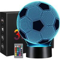 Veilleuse 3D football enfant – Lampe optique avec télécommande – 16 couleurs changeantes – Décoration chambre enfant fan de foot