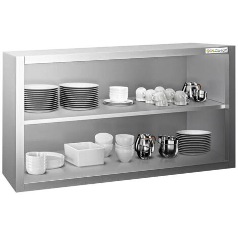 Placard mural inox 1200x400 mm - Hauteur 650 mm ouvert PREMIUM - GOLDINOX (1/4)